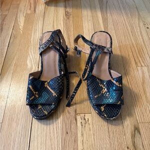 Urban Outfitters Snakeskin Kitten Heel Sandals